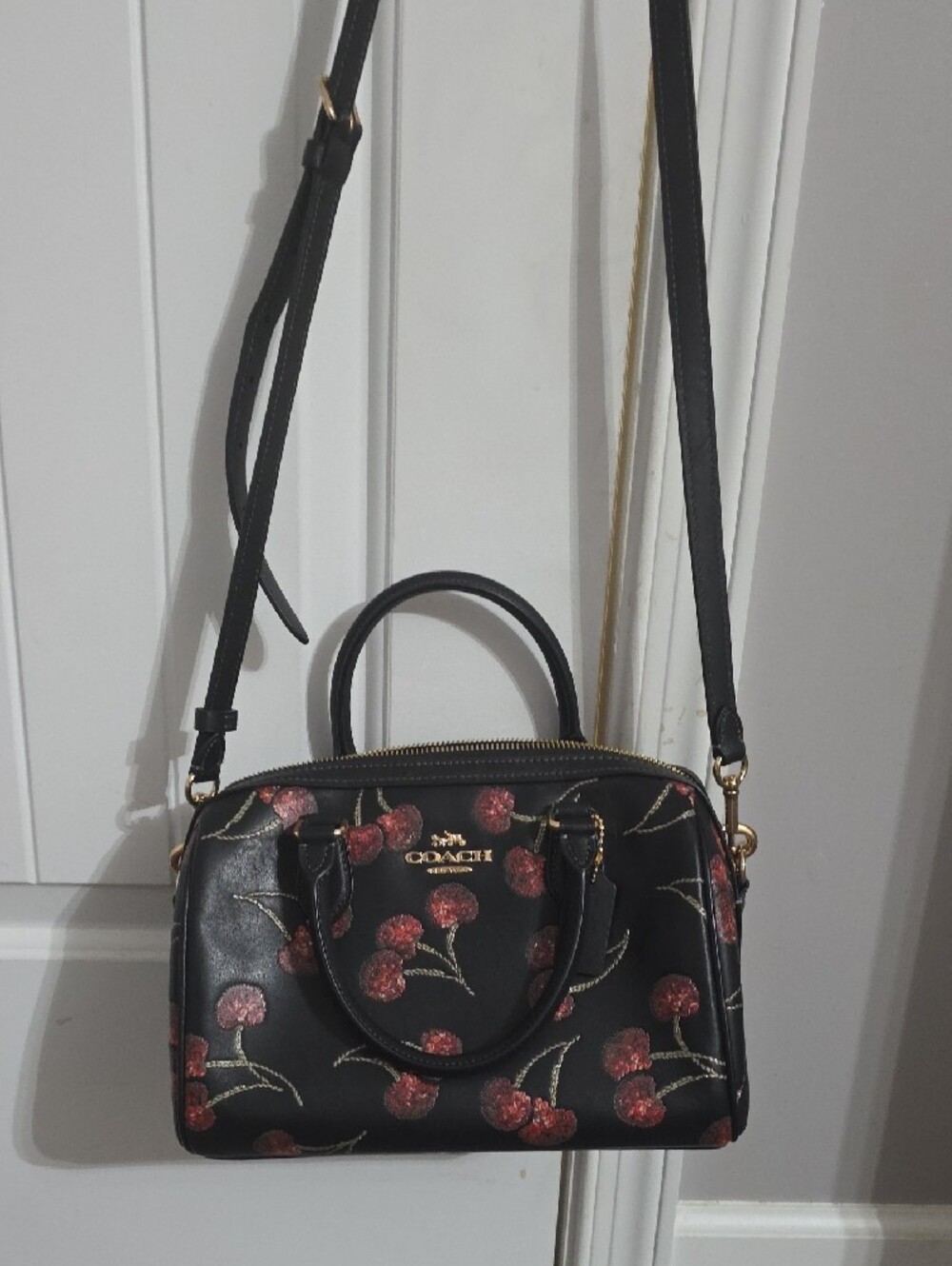 Coach Black Cherry Blossom  Satchel - Picture 4 of 7